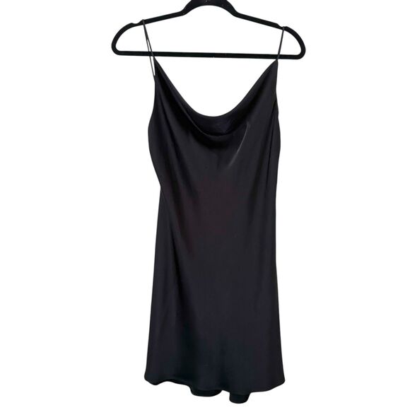 TRU BLU Satin Cowlneck Mini Dress Black Small - Picture 1 of 4